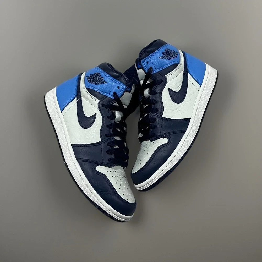 Nike Air Jordan Mens 1 Retro High OG Obsidian Leather Sneakers High Top Size 9M